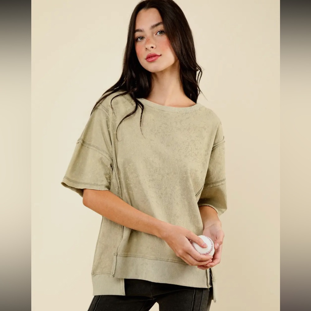 Casual Olive Green Women's Top